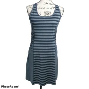 Lola by AFG  Ruched Blue Gray Stripe Casual Athletic Dress S